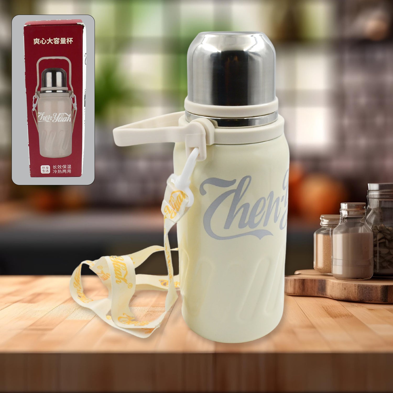 Stainless Steel Vacuum Insulated Water Bottle | Leak Proof Flask for Tea Coffee | With Steel Cup Stainless Steel Vacuum Insulated Water Bottle | Leak Proof Flask for Tea Coffee | With Steel Cup
